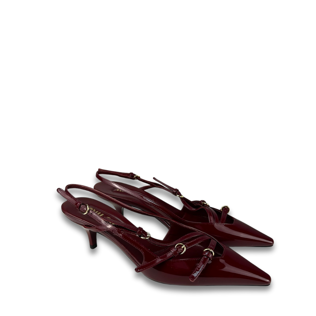 Miu Miu Crimson Patent Leather Slingbacks - Size 36.5