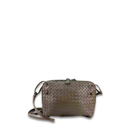 Bottega Veneta Taupe Double Zip Nodini Crossbody
