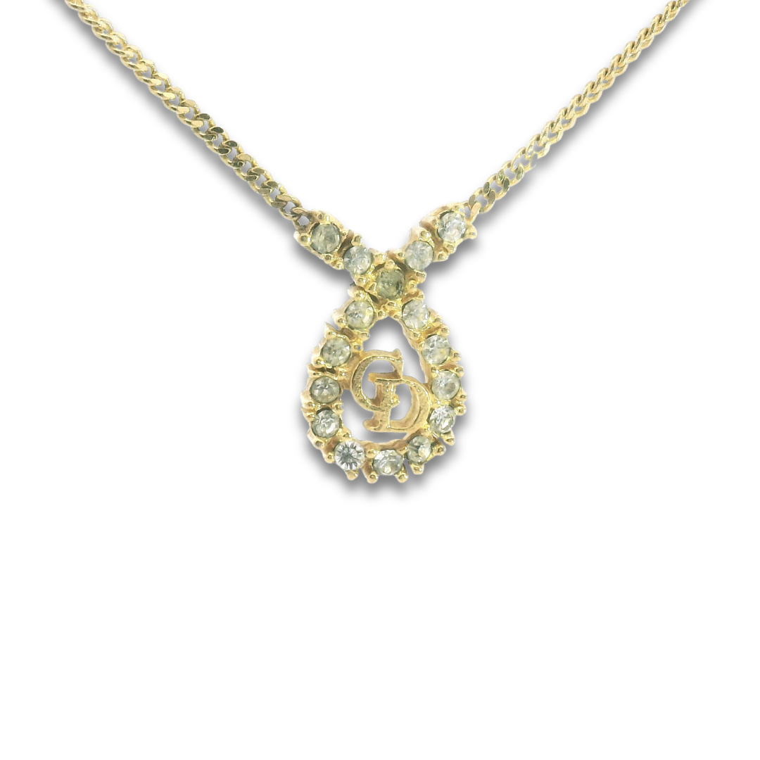Dior Crystal Teardrop Necklace