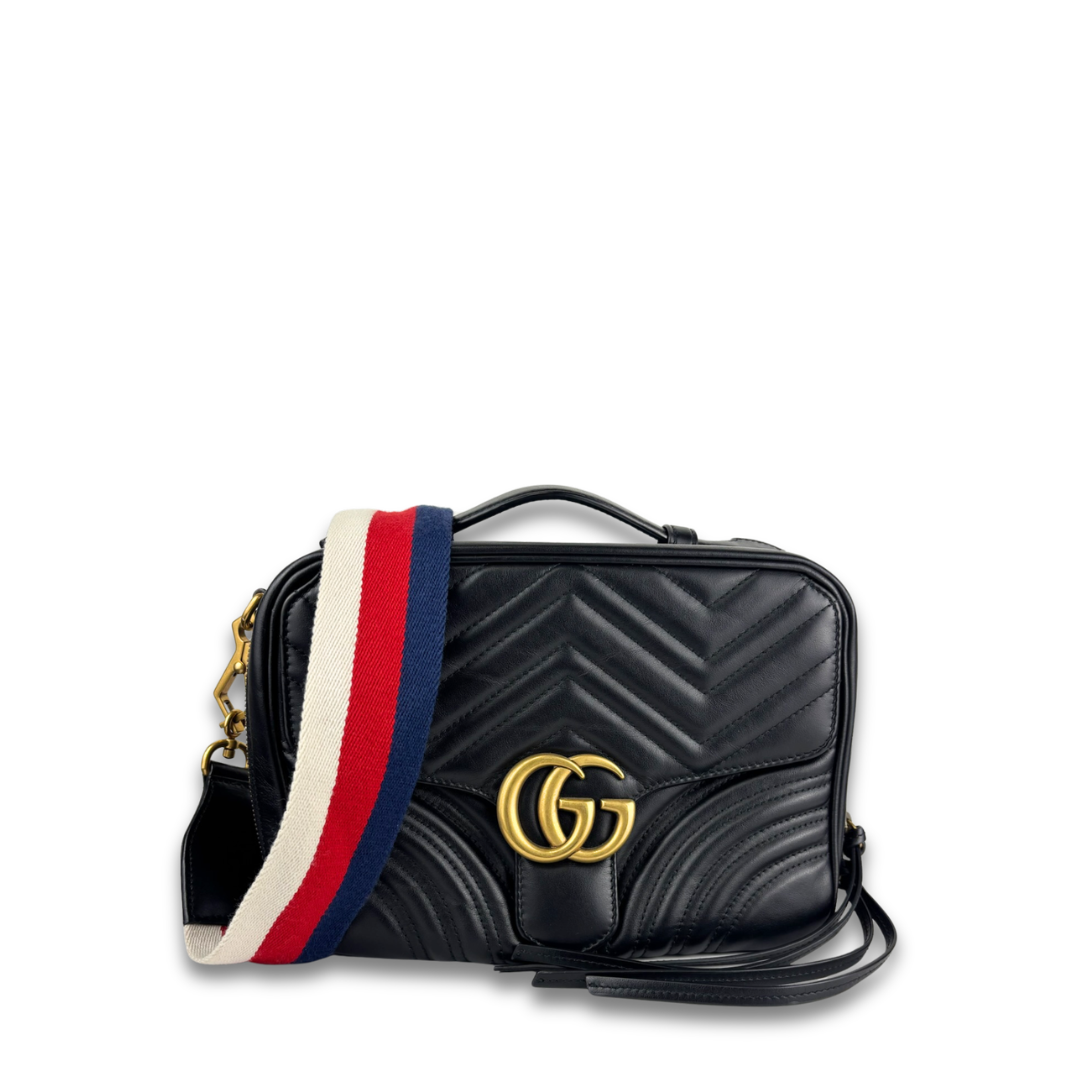 Gucci Black Marmont Medium Top Handle Messenger