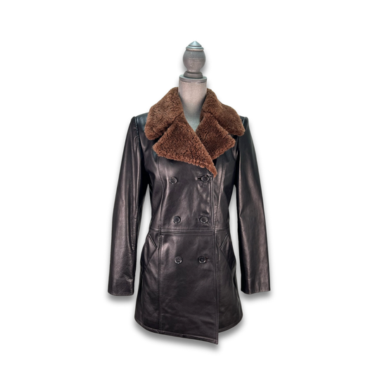 Nili Lotan Sanura Double Breasted Leather Jacket  - Size Small