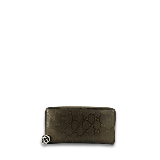 Gucci Metallic Bronze Imprimé Zipper Wallet
