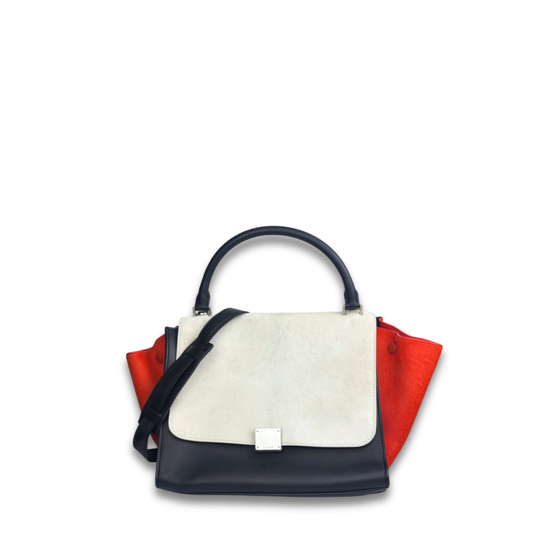 Celine Tricolor Pony Hair Trapeze Bag