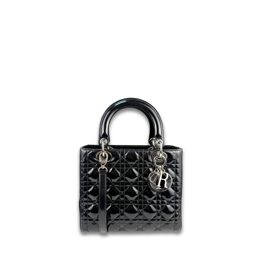 Dior Black Patent Medium Lady Dior
