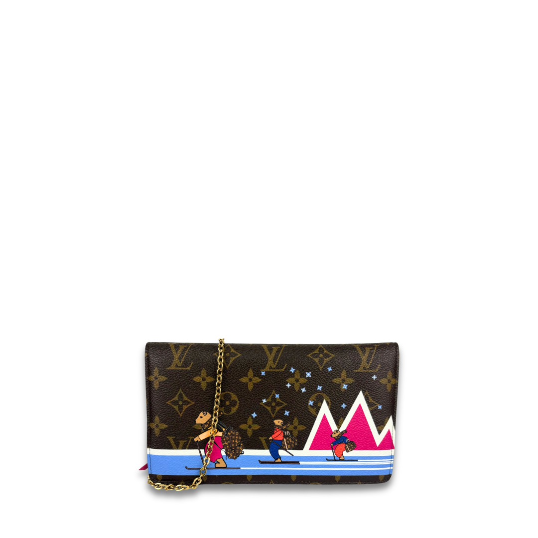 Louis Vuitton Monogram Pochette Weekend Christmas Skiing Bears