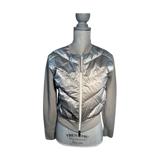 Moncler Silver Padded Cardigan - Size XS