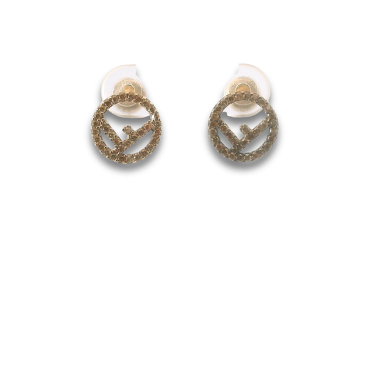 Fendi Rose Gold Crystal 'F is Fendi' Stud Earrings