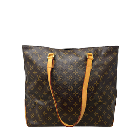 LOUIS VUITTON Brown Monogram Coated Canvas & Vachetta Leather Cabas Mezzo