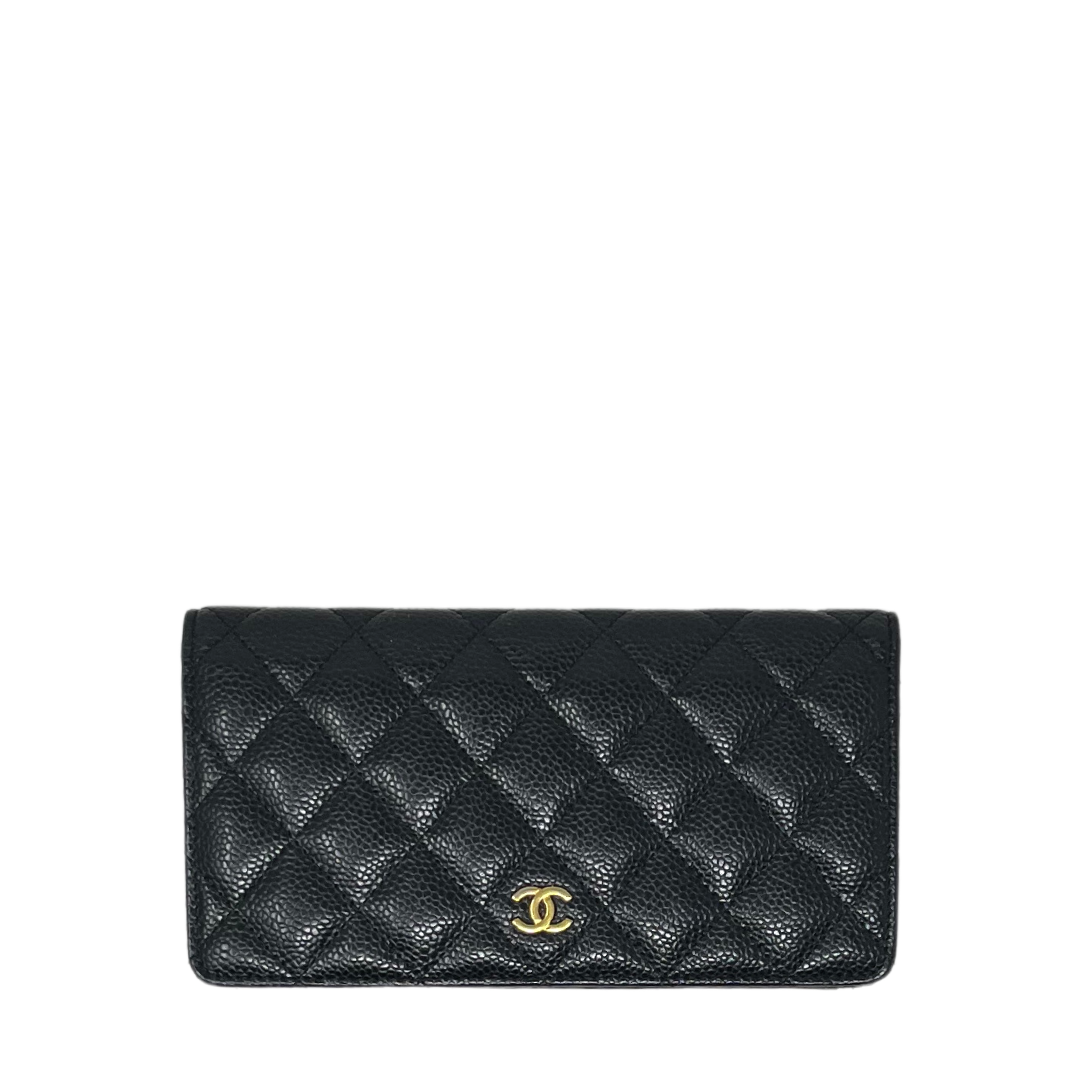 Chanel Black Caviar Leather CC Logo Long Snap Bifold Wallet 53ck32s –  Bagriculture