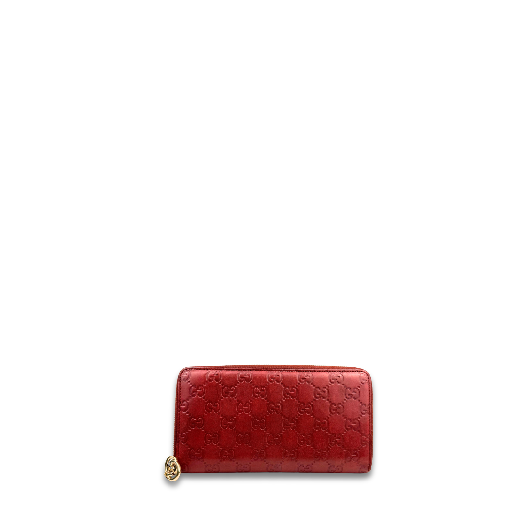 Gucci Red Guccissima Zip Around wallet