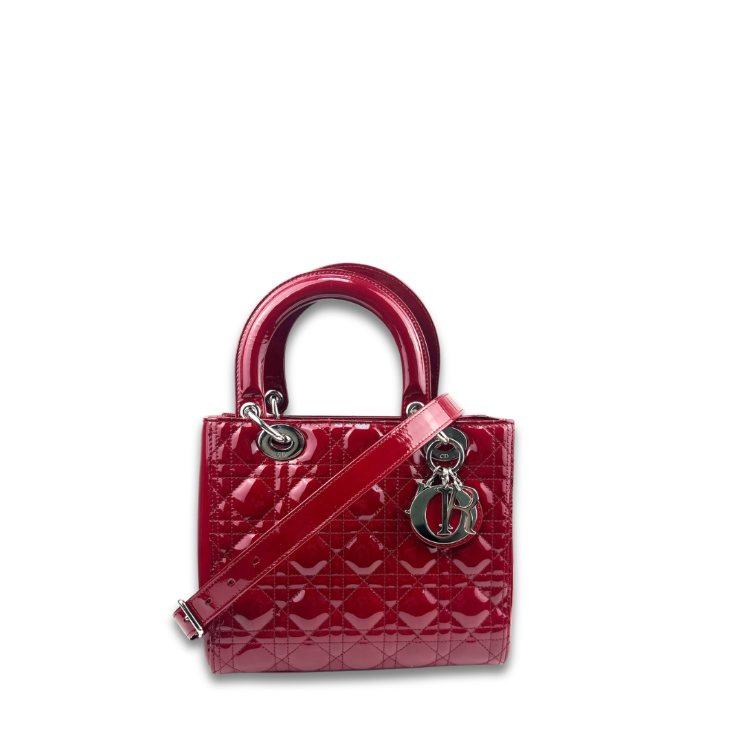 Dior Medium Red Patent Lady Dior