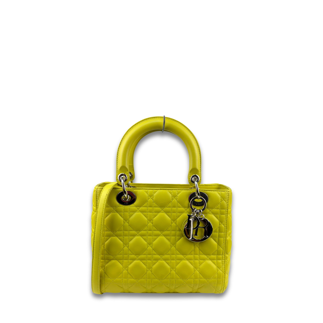 Dior Medium Yellow Lambskin Lady Dior