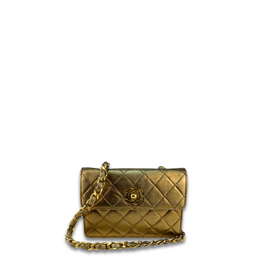 Chanel Metallic Lambskin Extra Mini Single Flap