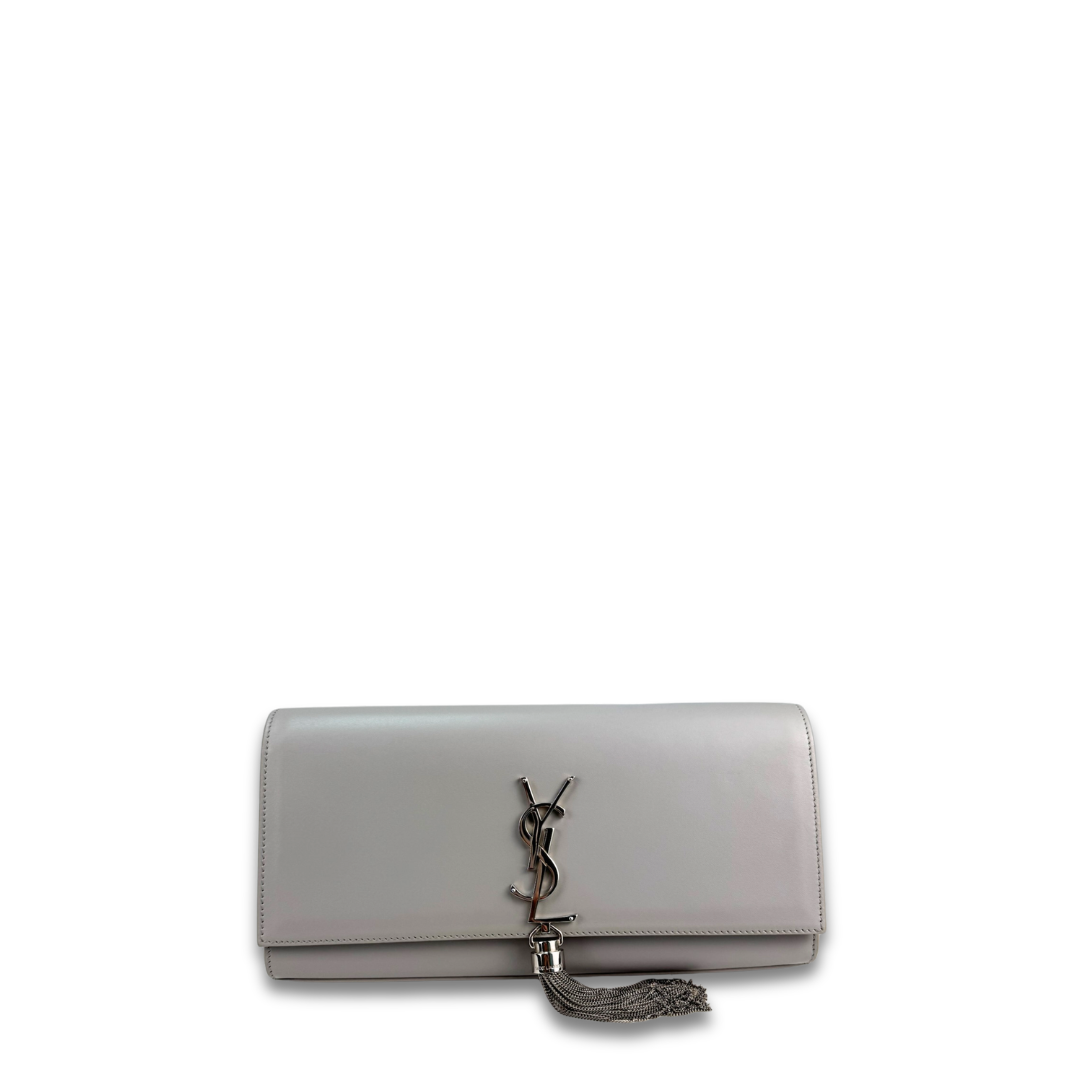 YSL Grey Kate Tassel Clutch