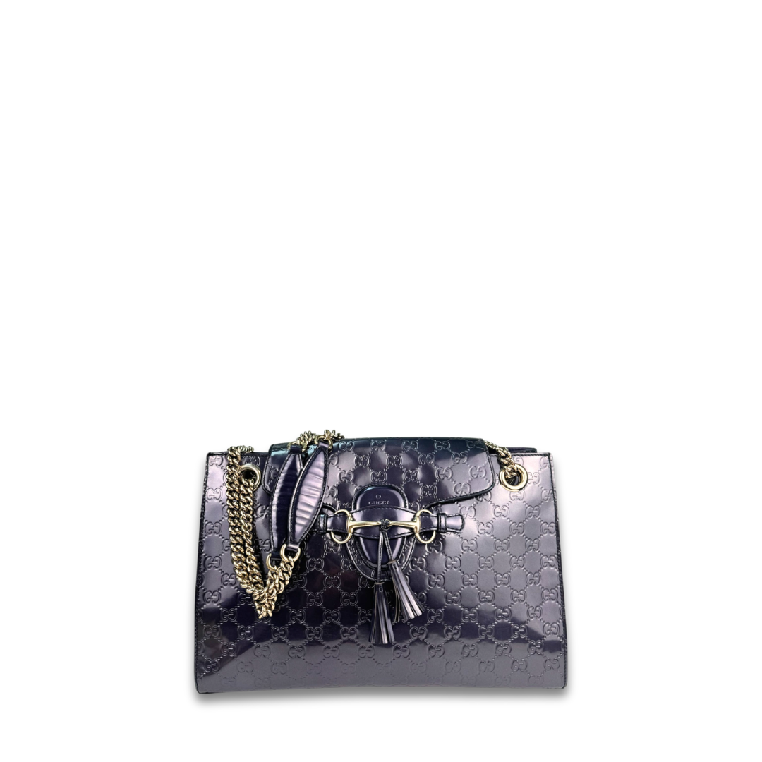 Gucci Guccissima Purple Patent Leather Emily