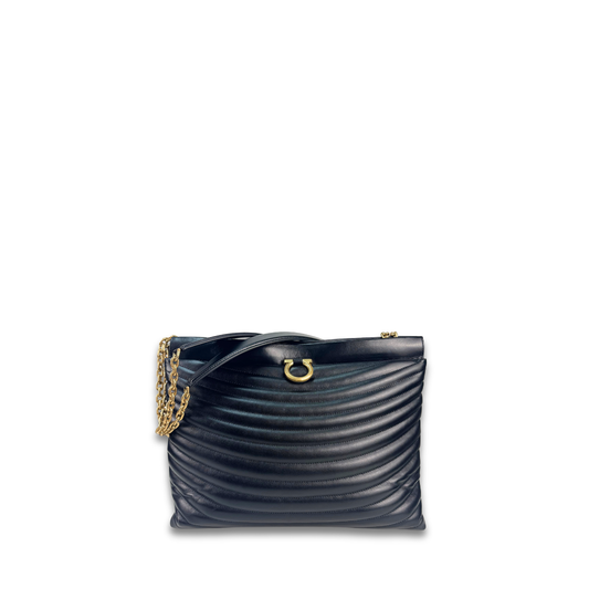 Ferragamo Black Quilted Leather Shoulder Bag