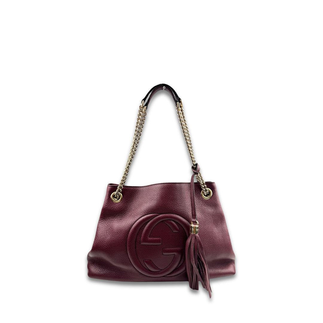 Gucci Metallic Purple Soho Chain Tote
