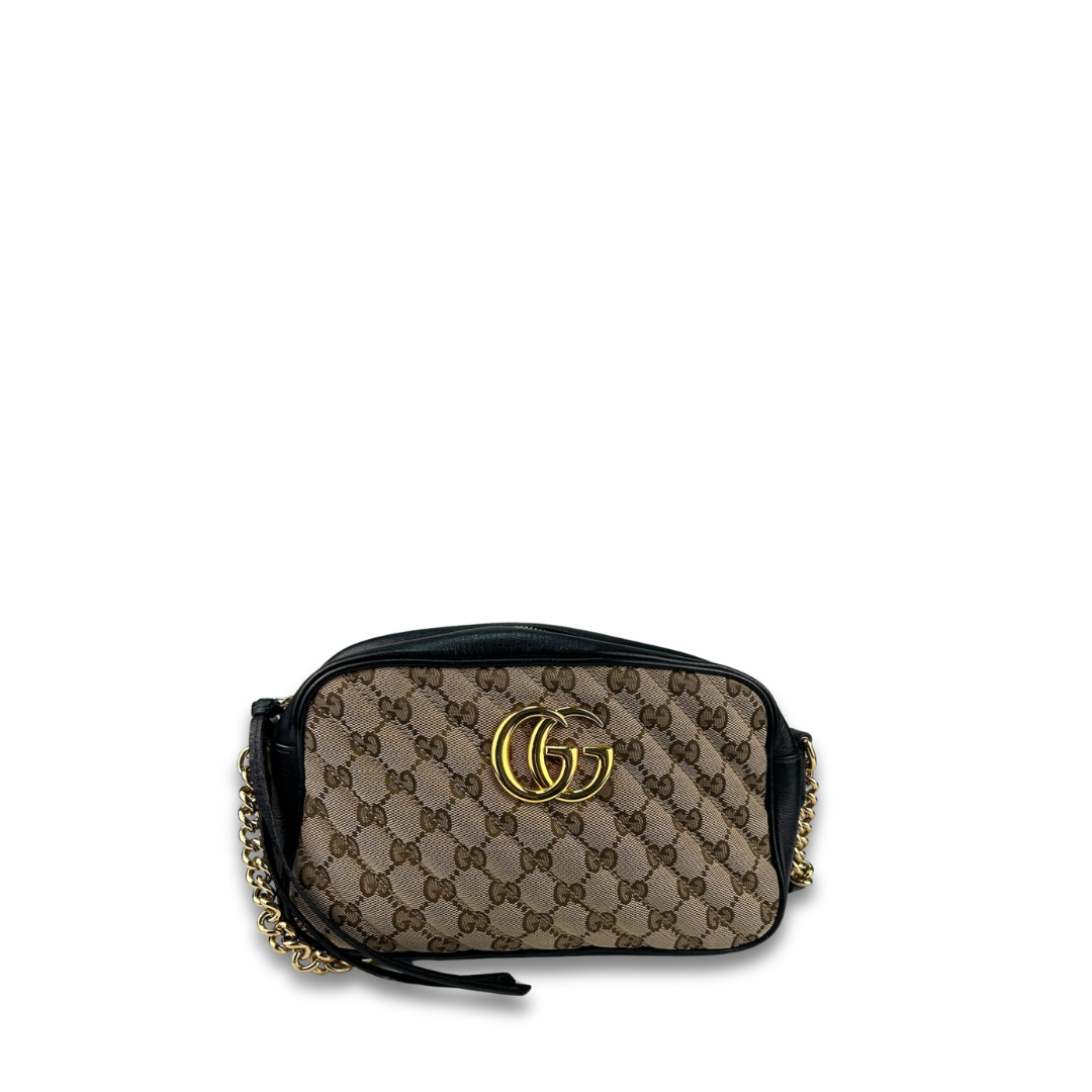 Gucci Black GG Canvas Marmont Small Camera Bag