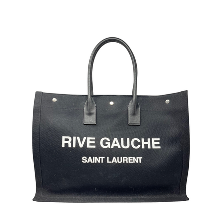 RIVE GAUCHE BUCKET BAG IN STRIPED CANVAS AND LEATHER