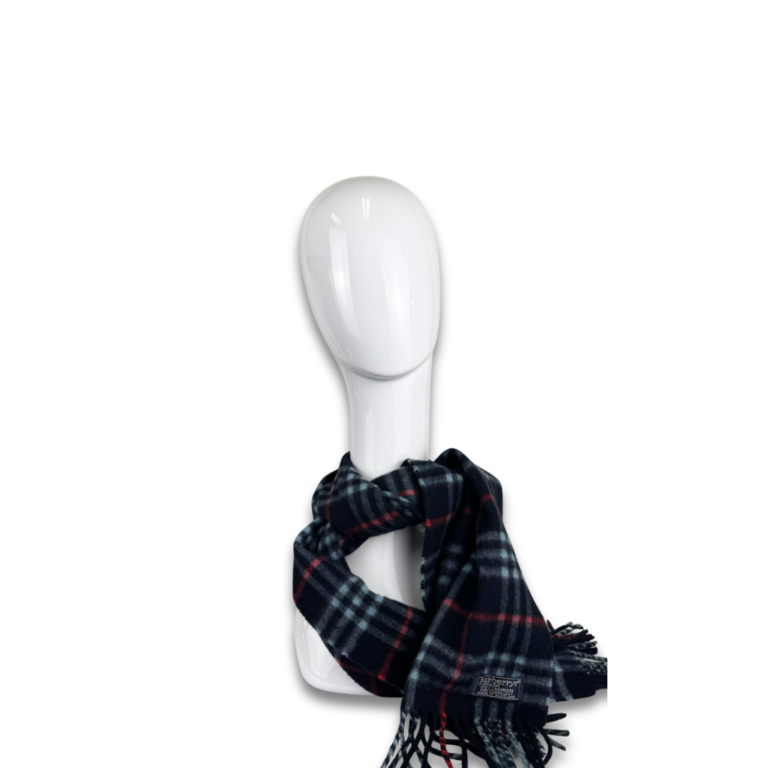 Burberry Navy Nova Check Cashmere Scarf
