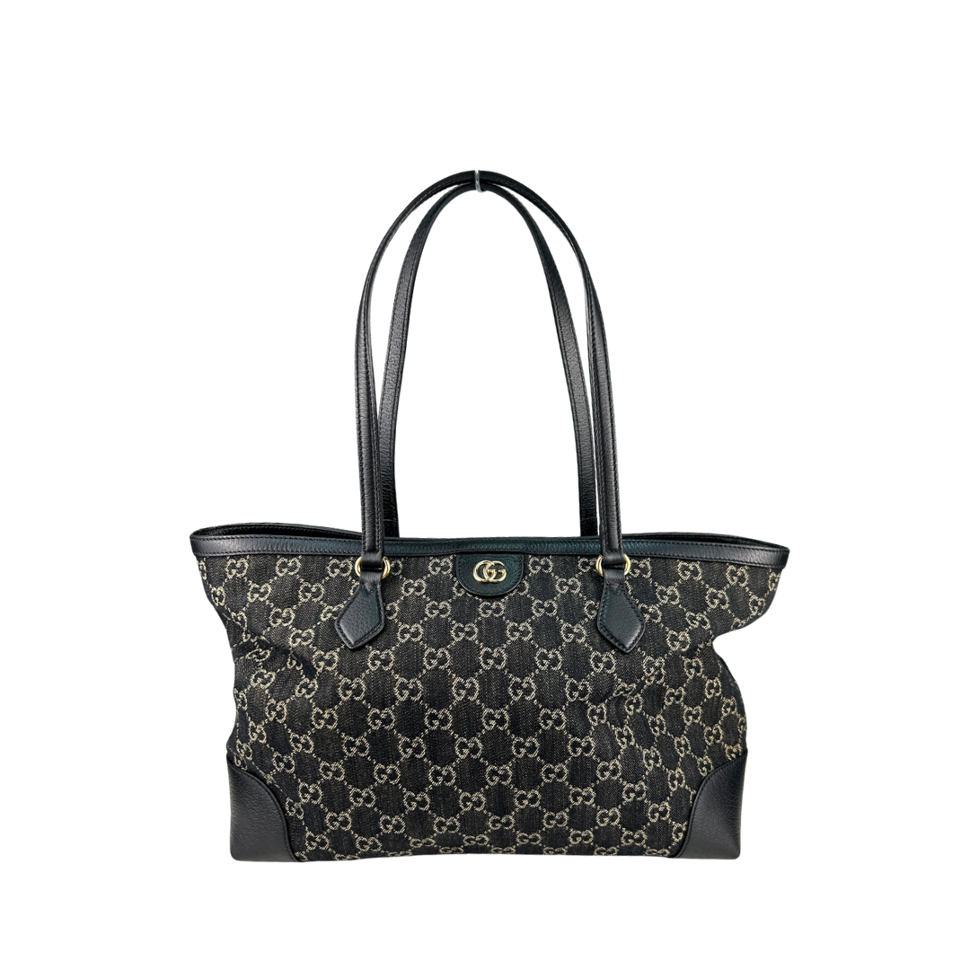 Gucci Black Denim Medium Ophidia Tote