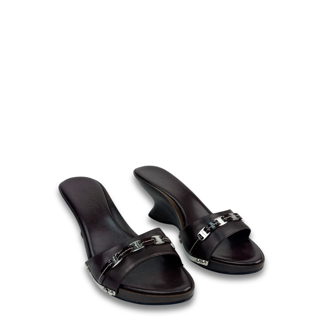 Ferragamo Dark Brown Wedges - Size 37.5