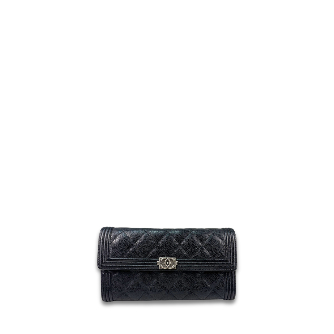 Chanel Black Caviar Boy Flap Wallet