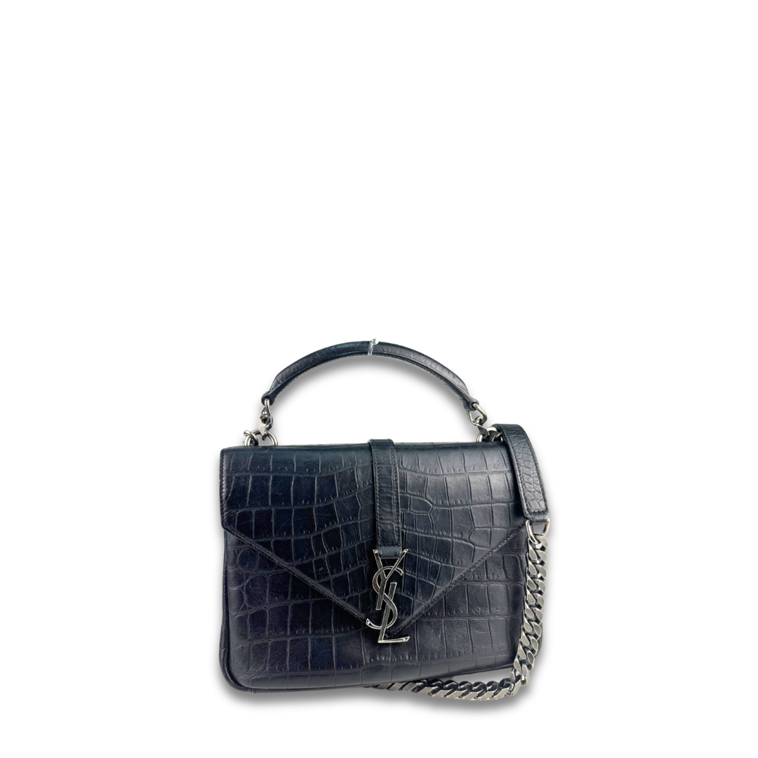 YSL Croc Embossed Medium Collège