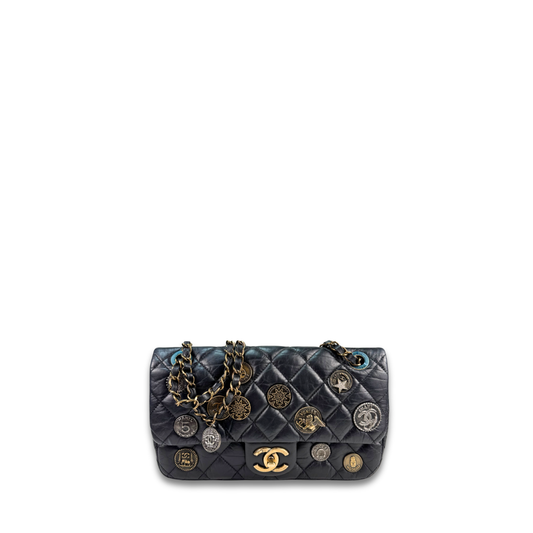 Chanel Aged Calfskin Coin Medallion Flap Bag