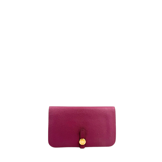 Hermès Clemence Dogon Duo Wallet Plum