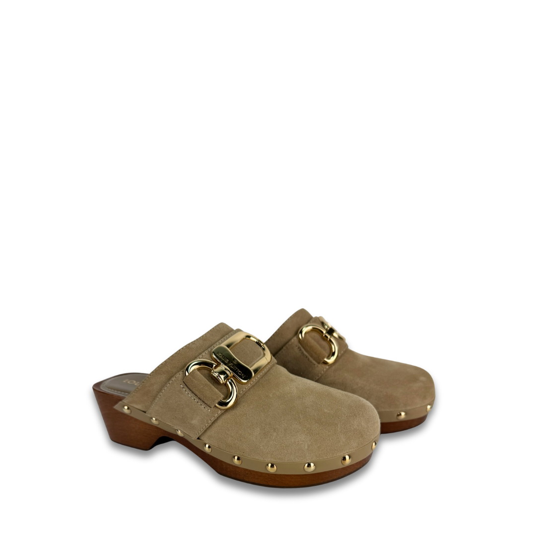Louis Vuitton Suede Cottage Clogs - Size 37