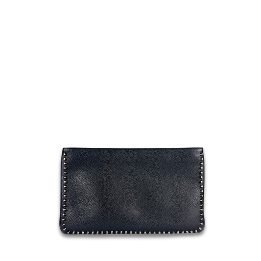 Louboutin Loubiposh Black Studded Chain Clutch