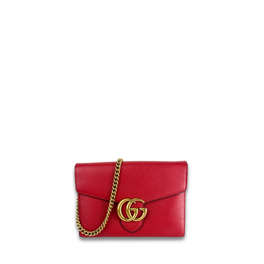 Gucci Red Marmont Mini Chain Wallet