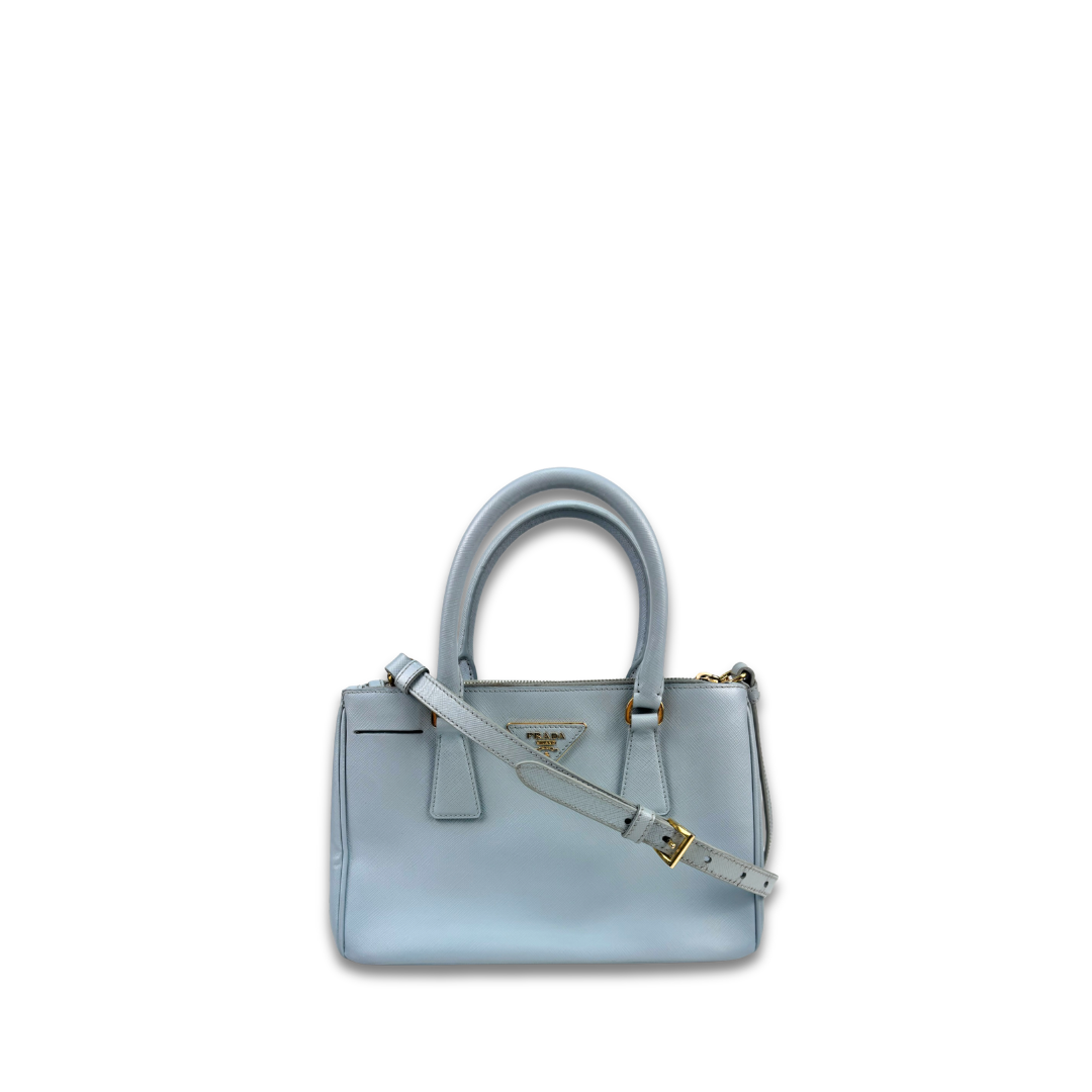 Prada Mini Light Blue Double Zip Galleria