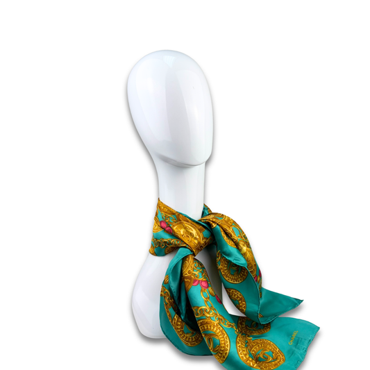Chanel Green Logo Medallion Scarf