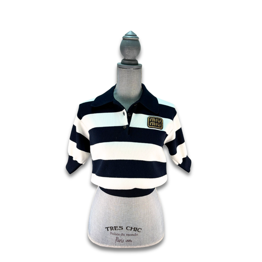 Miu Miu Striped Knit Polo - Size 36