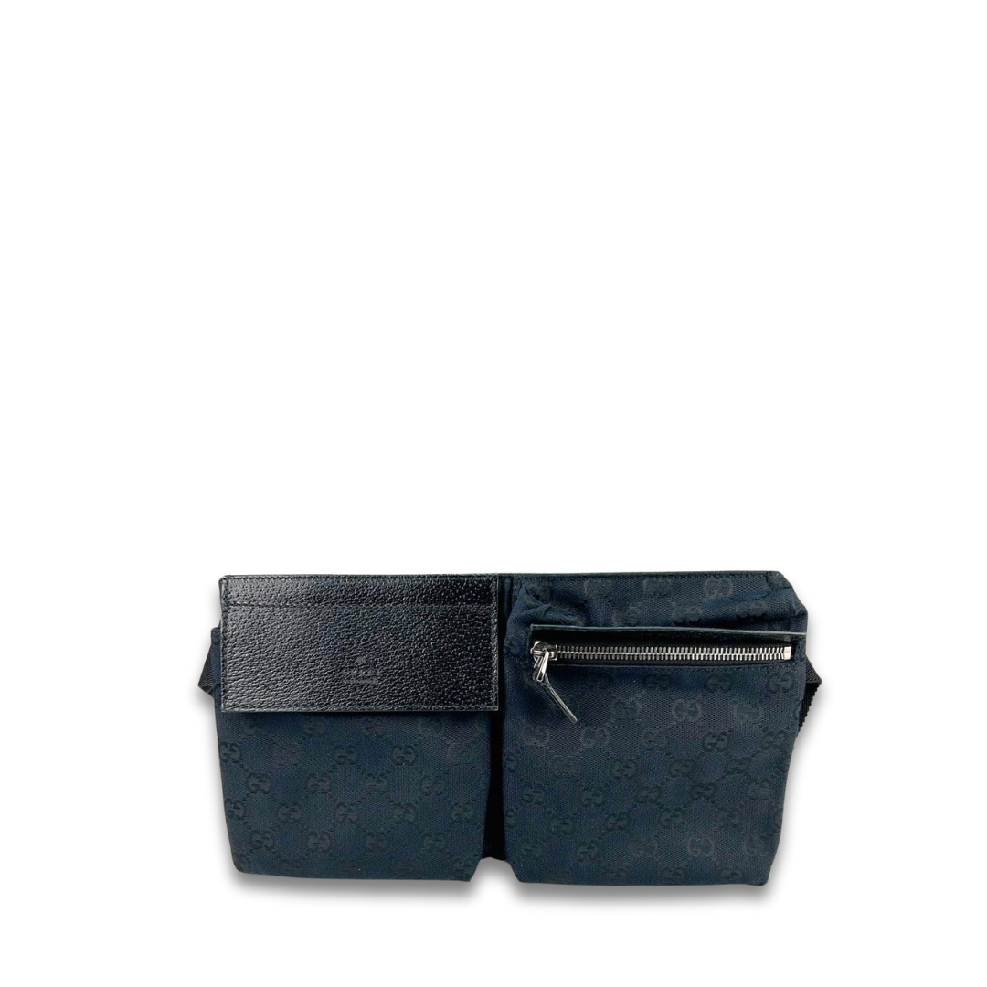 Gucci Canvas Double Pocket Waist Bag