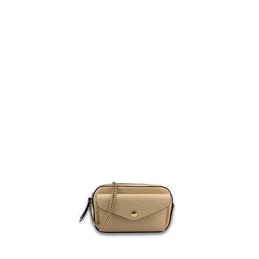 Gucci Super Mini Debossed Chain Shoulder Bag