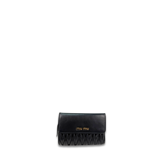 Miu Miu Black Matelasse Mid Size Wallet