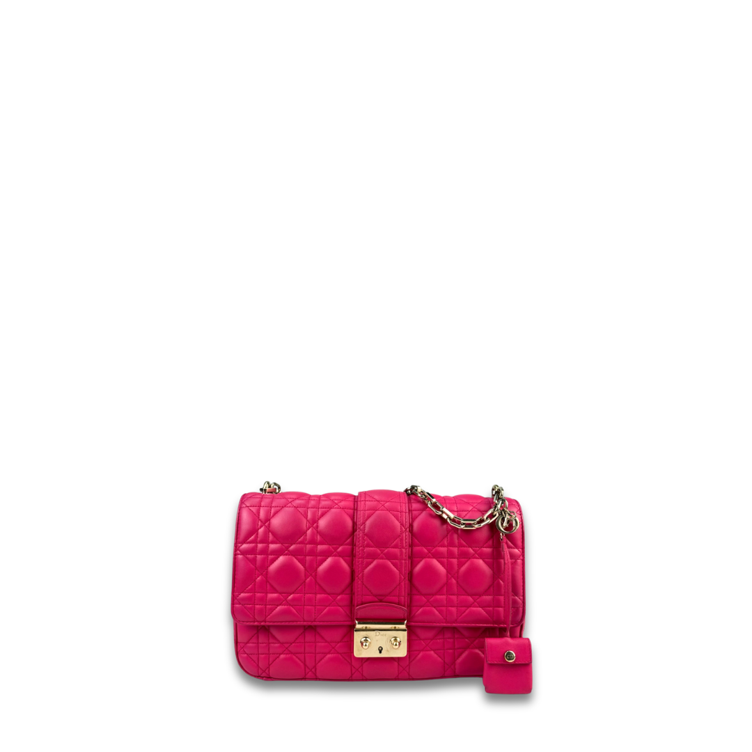 Dior Pink Lambskin Cannage Large Miss Dior Flap