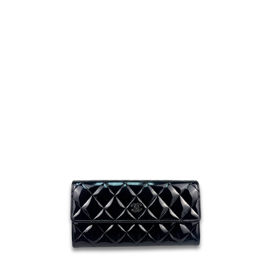 Chanel Black Patent Classic Flap Wallet