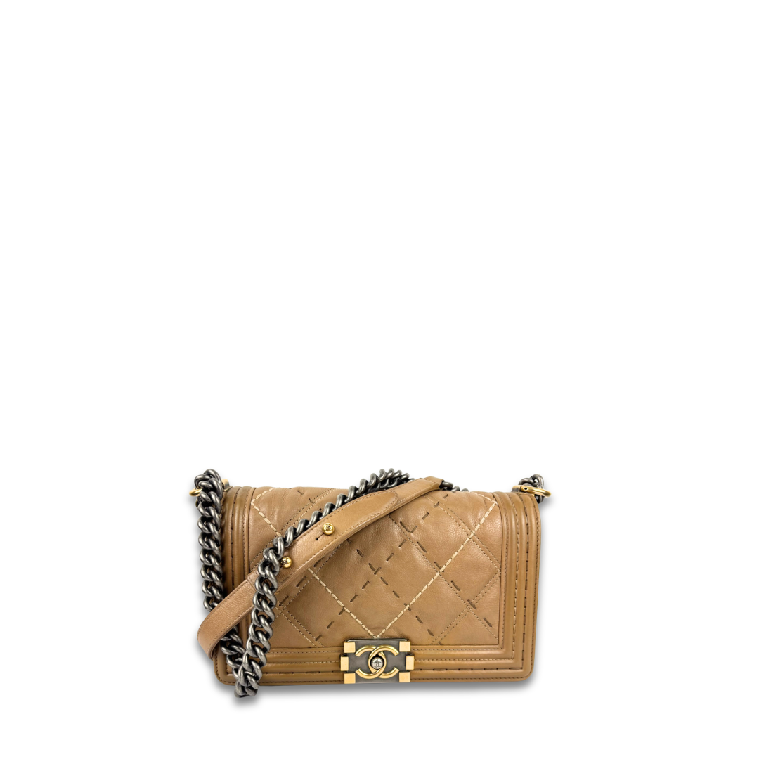 Chanel Brown Stitch Medium Boy Bag