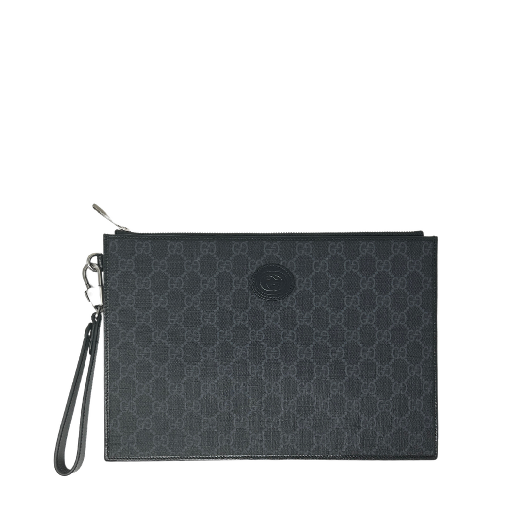 GUCCI: wallet in GG Supreme fabric with monogram - Black