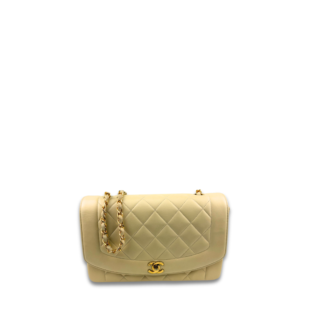 Chanel Medium Lambskin Beige Diana Single Flap