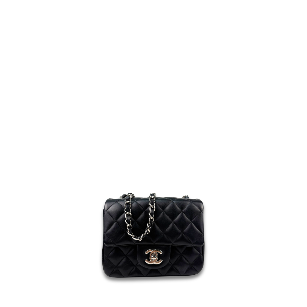 Chanel Black Lambskin Classic Square Mini