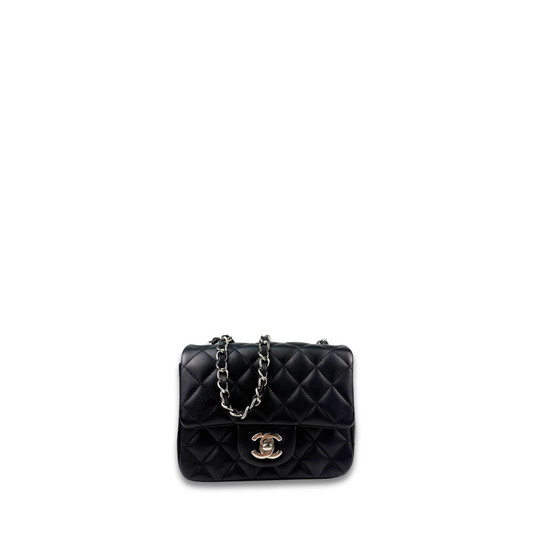 Chanel Black Lambskin Classic Square Mini