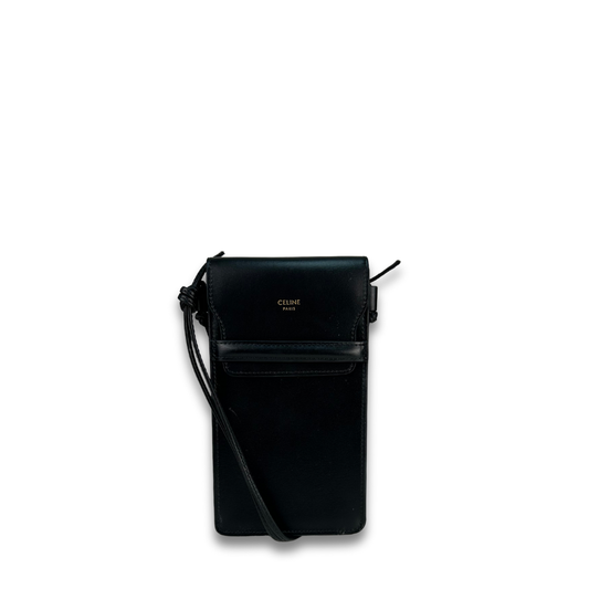 Celine Black Leather Phone Pouch