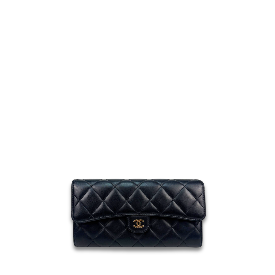 Chanel Black Lambskin Classic Flap Wallet