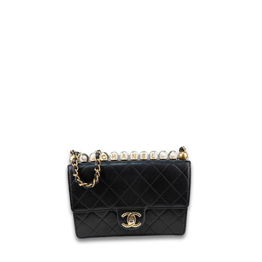 Chanel Goatskin Acrylic Beads Small Flap Bag