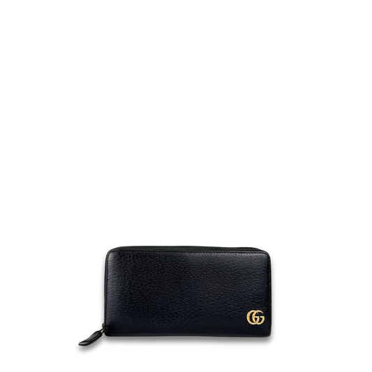 Gucci Black Leather Marmont Zipper Wallet